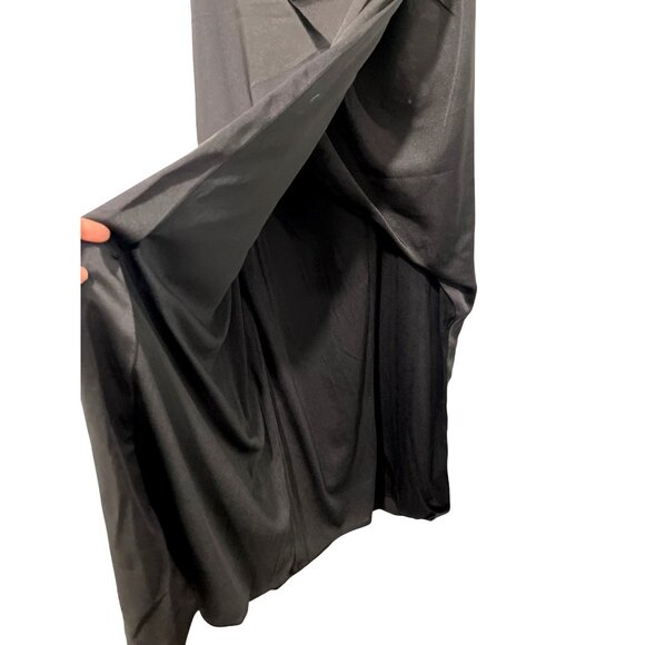 Mac Duggal 68147 Black Feather One Shoulder Midi Dress Cocktail Size 2 NEW - Picture 6 of 10